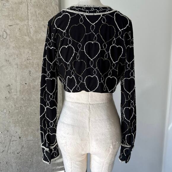 LoveShackFancy Black Beaded Cardigan XS - Picture 4 of 6